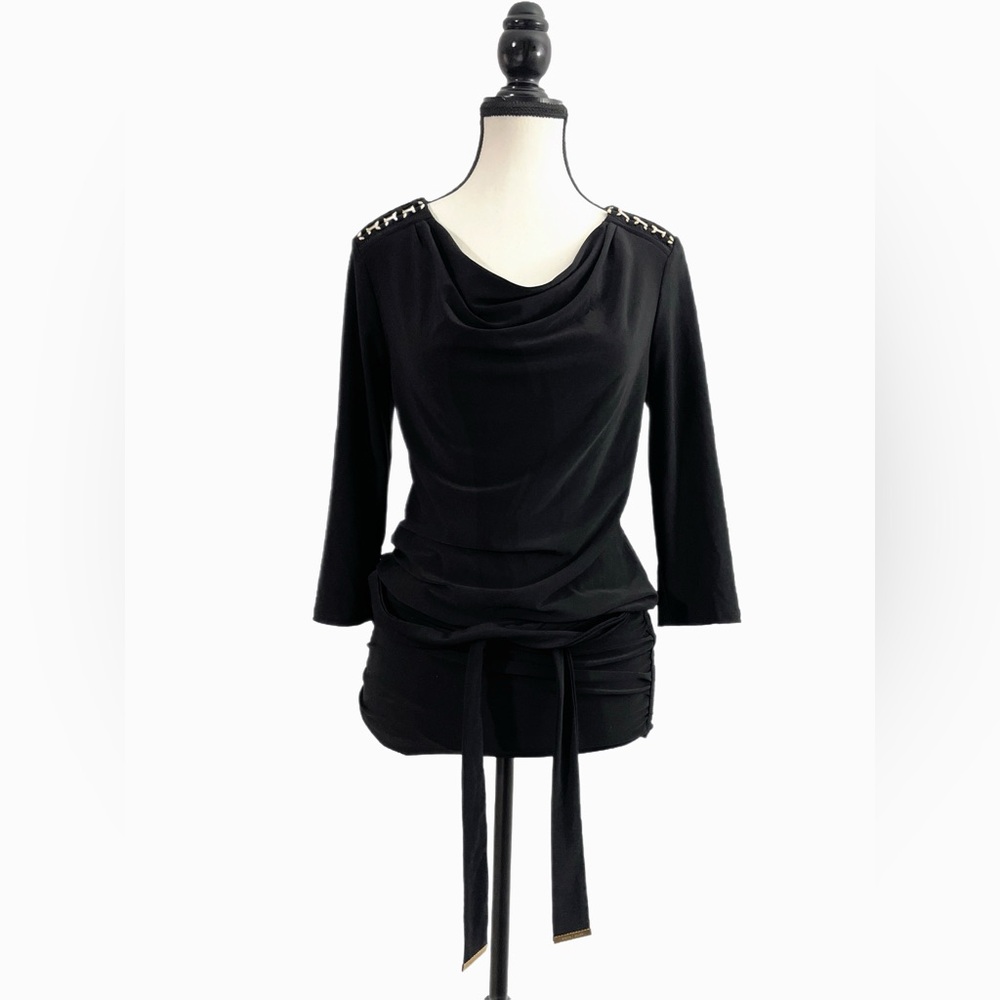 White House Black Market Black Tie Front 3/4 Sleeve Blouse - NWT!